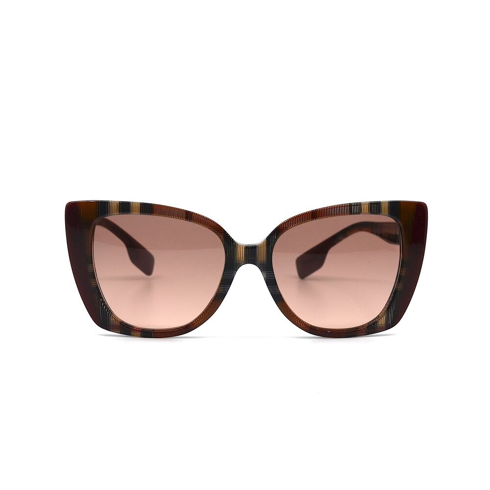 NEW BURBERRY MERYL BE4393 CHECK BROWN/BORDEAUX AUTHENTIC SUNGLASSES - Picture 2 of 14